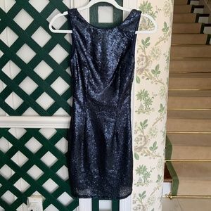 Lulu’s Navy Sleeveless Sequin Dress with Drape Back Size XS